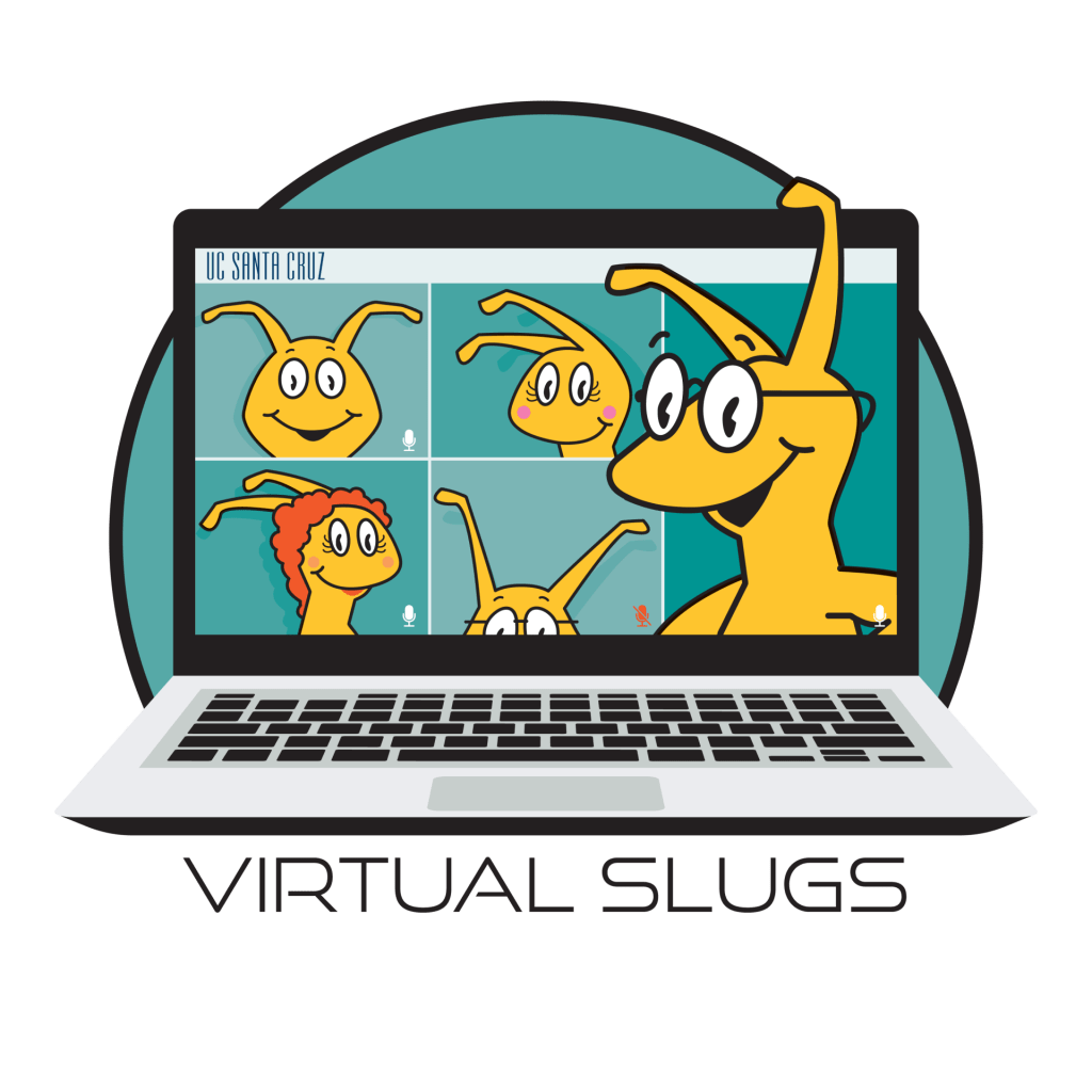 Animation is a laptop with five slugs in Zoom boxes. Underneath it says "Virtual Slugs."
